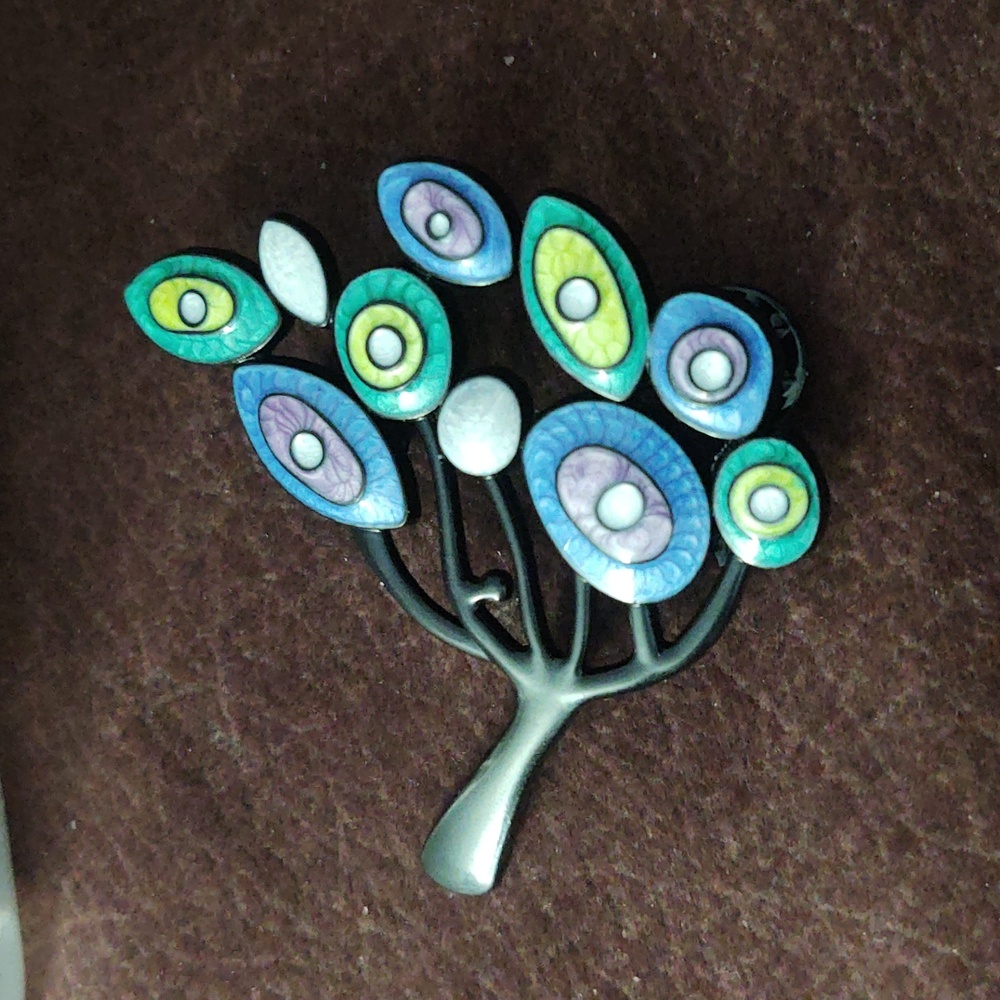 Abstract Enamel Tree Brooch - Picture 3 of 3